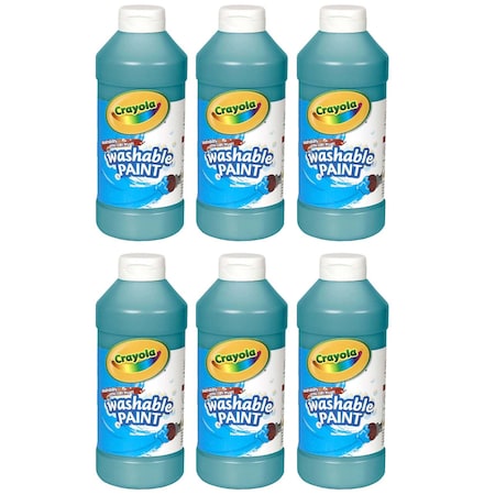 Crayola Washable Paint, Turquoise, 16 oz., 6PK 201648